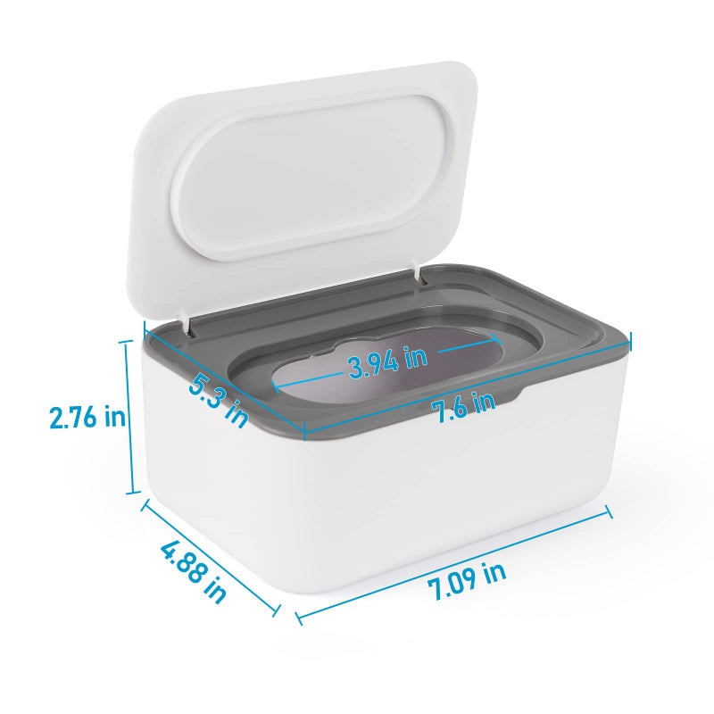 Flenpptly 2 Pack Baby Wipes Dispenser, Wipes Case Baby Wipe Holder Keeps Wipes Fresh, Non-Slip, Easy Open & Close (Grey and Blue) - Image 2